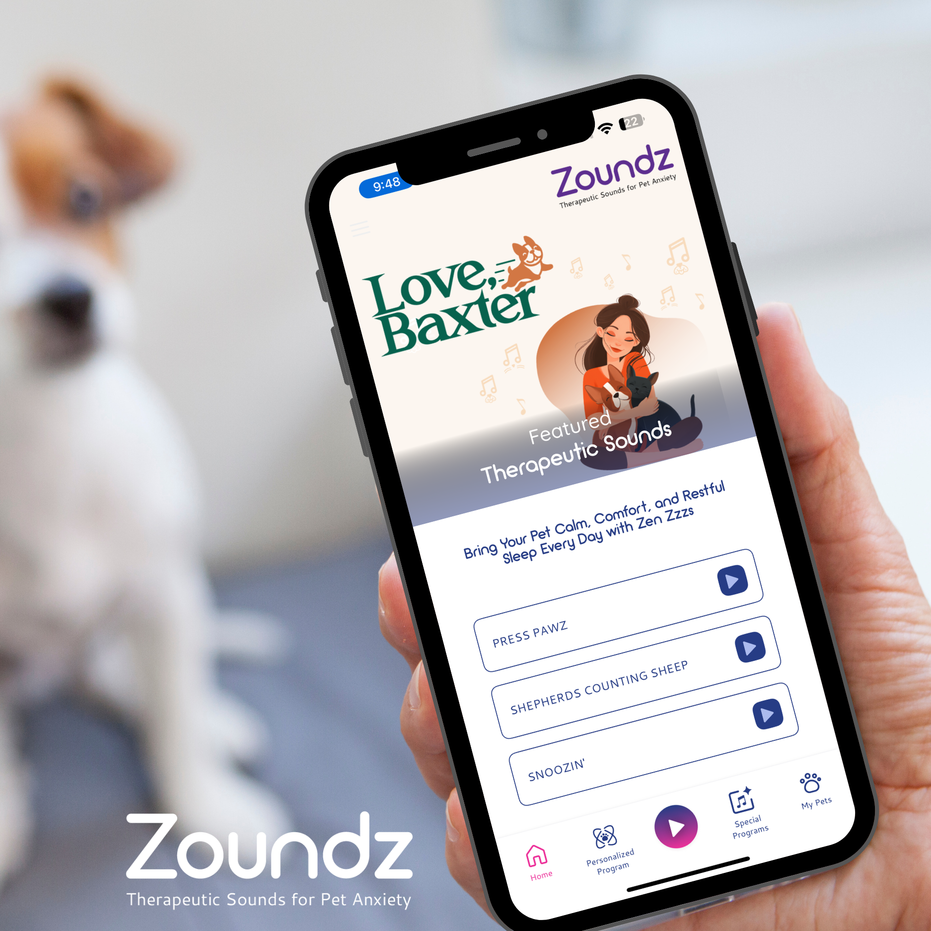 Zoundz app preview for Love, Baxter members